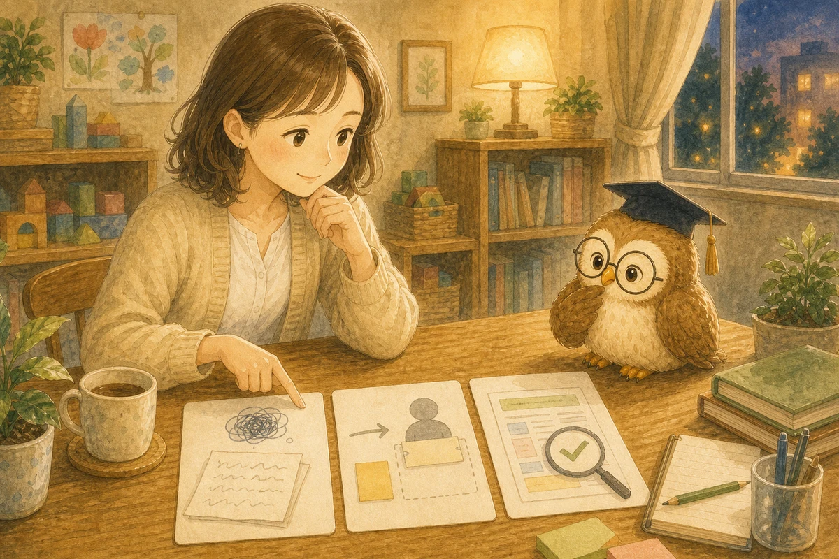 メモは走り書きでOK・名前は貼る前にAさんへ・様子の事実確認は自分、という今日のポイント