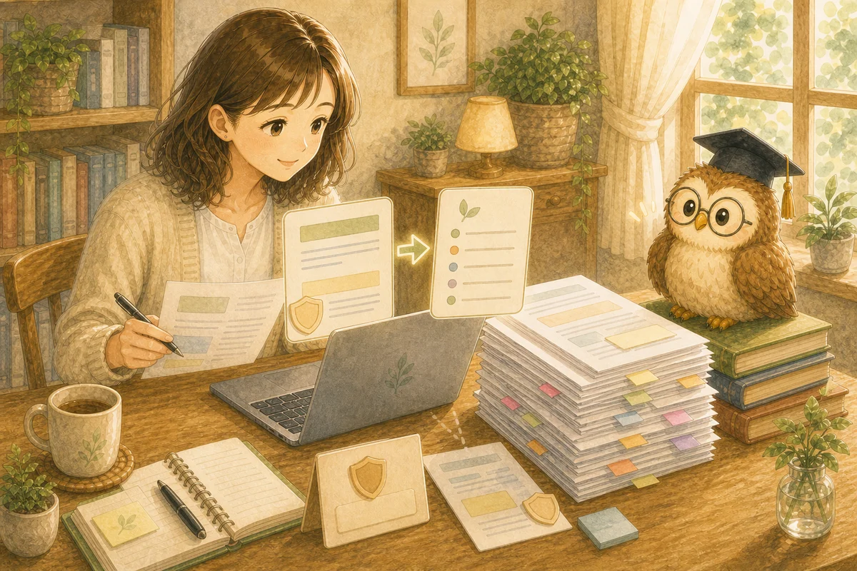 資料の文章をAIに渡して要約を頼んでいる相談者