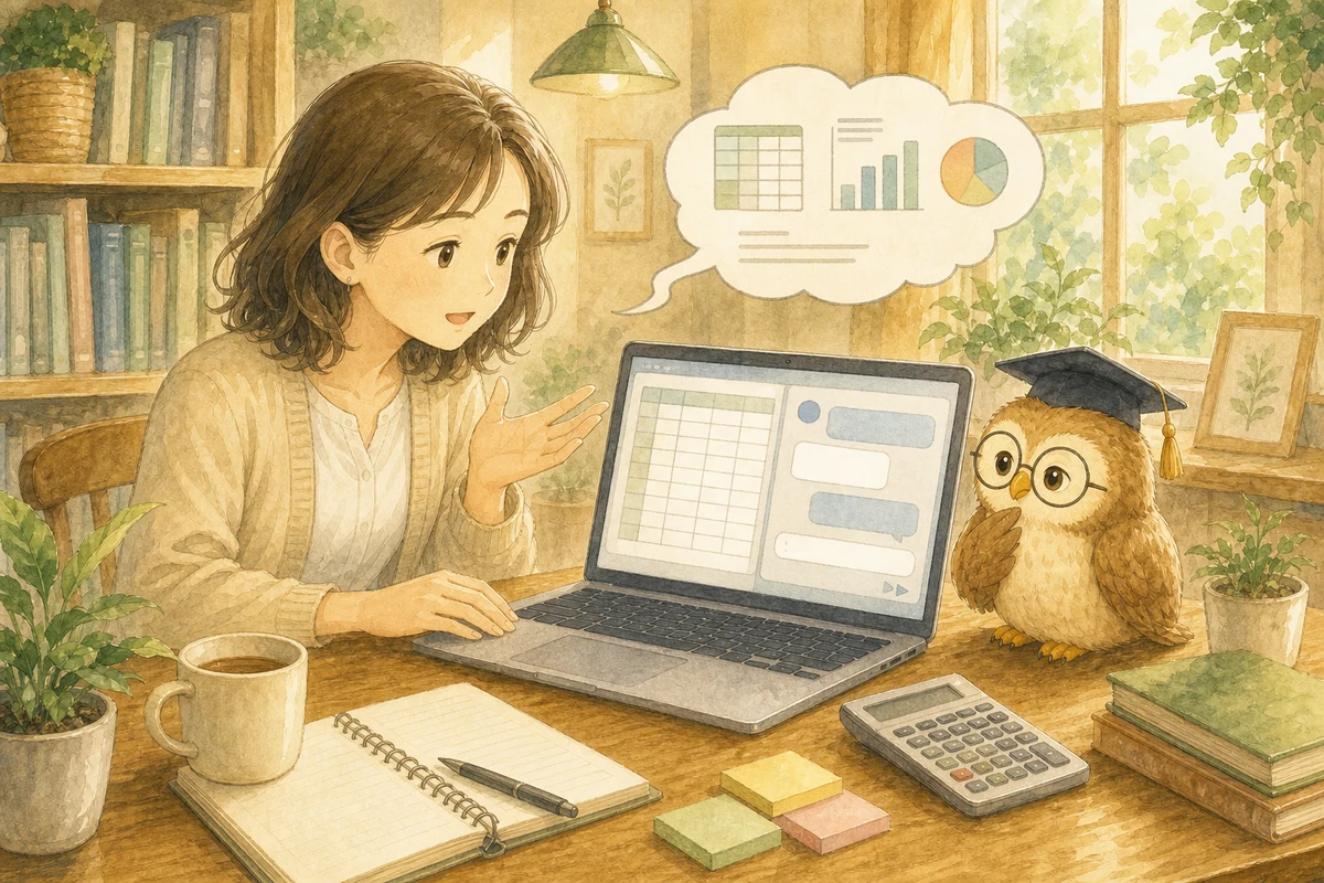 表の形とやりたい集計を日本語でAIに説明している相談者