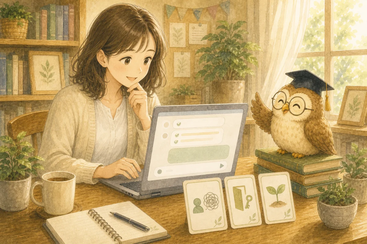 コツをつかんで楽しそうにAIを使っている相談者